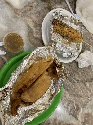 Tamales, grilled corn