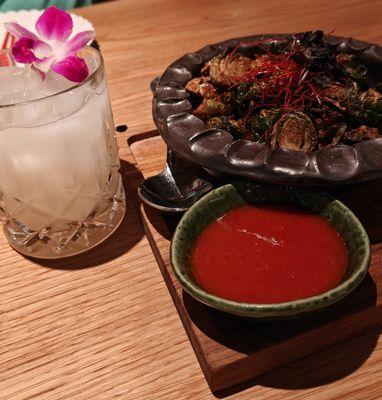 The brussel sprouts with a fantastic sauce and the Kodai no Hana mocktail