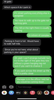 His complaining about the parking situation