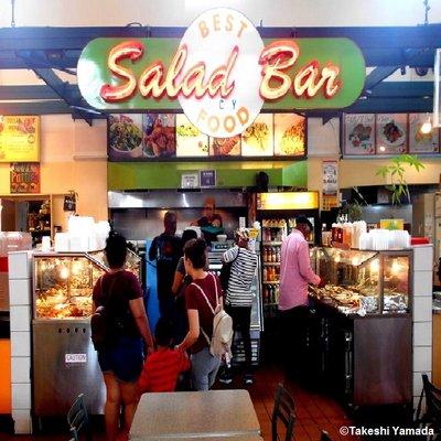 BEST FOOD SALAD BAR (pay-per-pound buffet at Jamaica Market Food Court. Queens, NY. Dr. Takeshi Yamada & Seara (Coney Island sea rabbit).