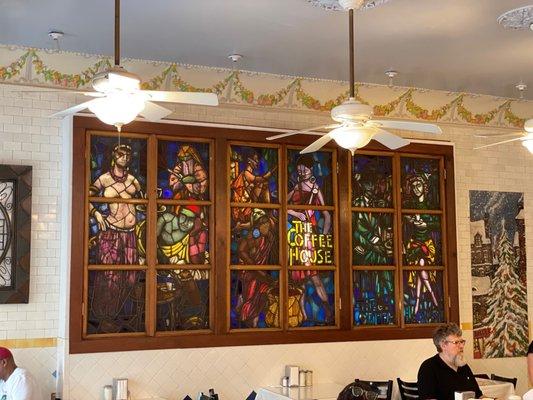 Gorgeous stained glass window repurposed as a mural