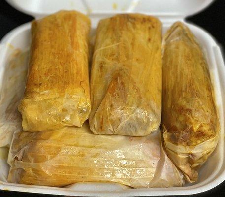 Veggie Tamales~ They are good, I loved the potatoes and how it's filled with fresh vegetables and my boyfriend and daughter enjoyed them!