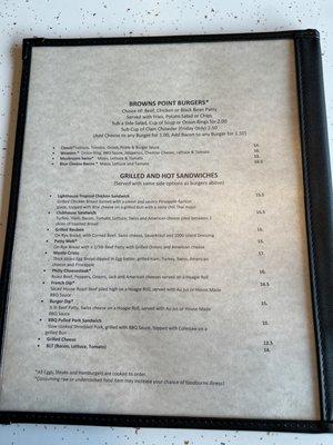 Dinner Menu