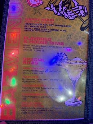 Drink menu