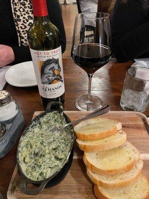 Artichoke dip and bread