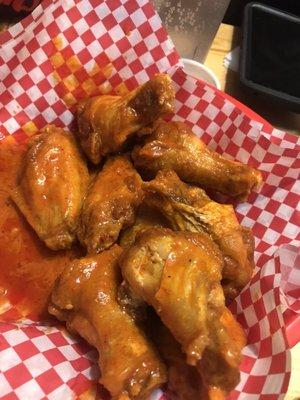 These are the XX spicy wings and they are large, crispy and super tasty. There are other flavors but I stayed true this time.