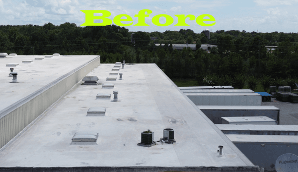 10.000 sq ft low slope flat commercial roof that needed maintenance and leaked in multiple spots