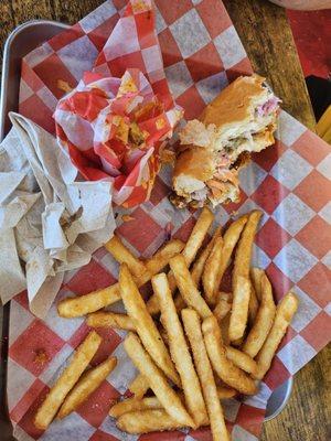 It was the Nashville Hot Chicken sandwich and fries. As you can see it was so good I had to act fast to get a picture before it was gone!