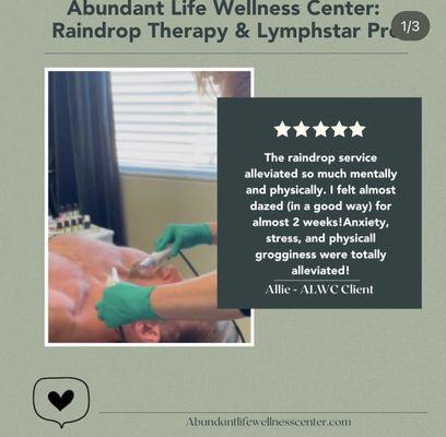 Recent reviews from our Raindrop Technique/LymphStar Pro clients.