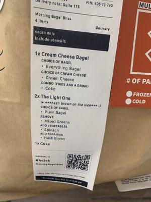 You can clearly see 3 bagels on the receipt. Employees didn't even look at it