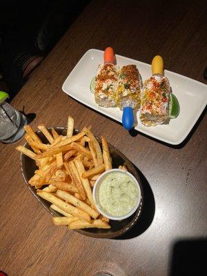 Mexican street corn and fries!