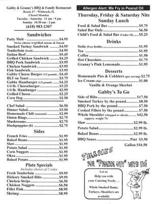 Gabby & Granny's menu 4-9-14