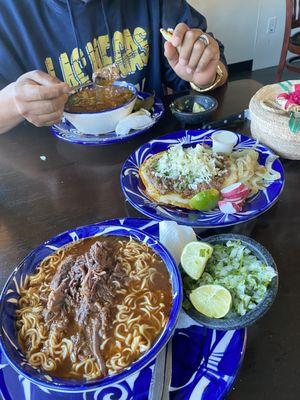 Birria ramen & chorreada & birria