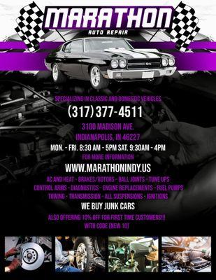 We are your one stop shop for all your classic and domestic automobile needs!!!