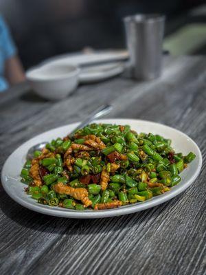 Minced String Beans, Mushroom & Sausage