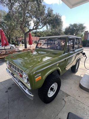 Cool original green Bronco at the Mobil