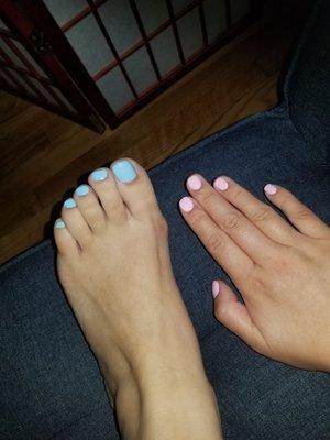 Gel mani & reg pedi - loving the summer colors