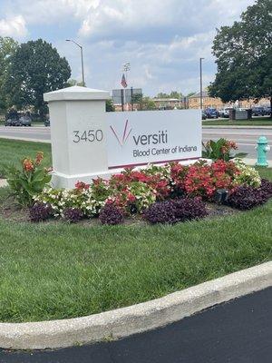 Signage in front of the building