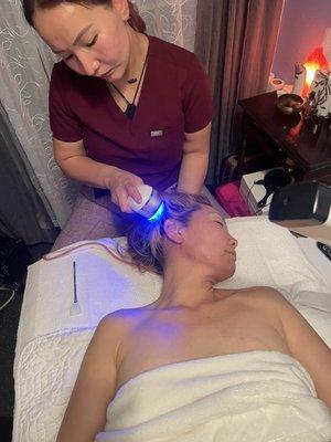 Microneedling with head massage