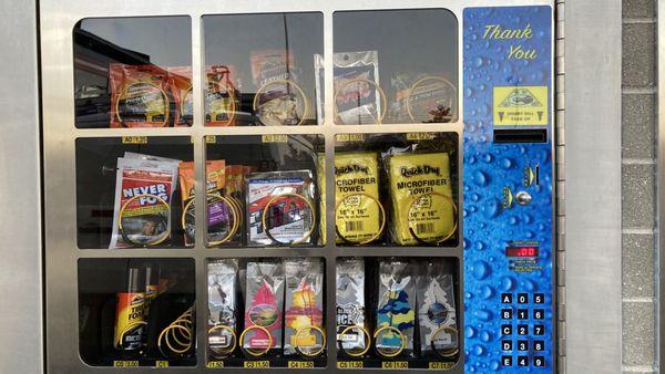 Vending machine featuring popular car care products. Updated with tap-to-pay and credit card acceptance