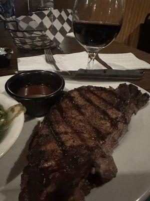 NY strip, grilled escarole