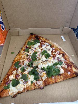 Two slices of giant pizza combo.