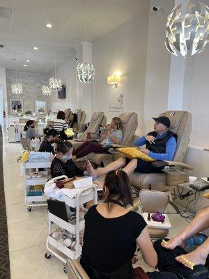 We offer pedicure for men and women. Large salon for totally relax foot massage with collagen or paraffin wax