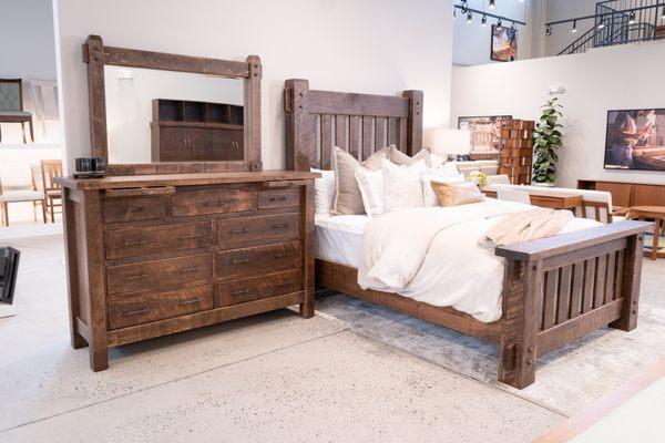 Custom bedroom furniture at DutchCrafters Alpharetta Showroom.