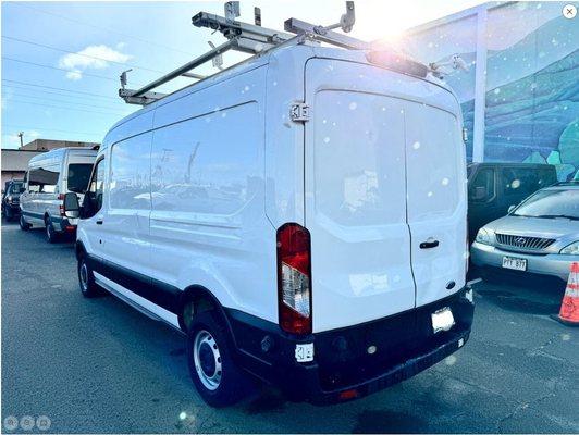 2018 Ford Transit cargo van. I like not having windows on the sides or rear. More secure.