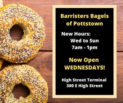 New Hours: Wed to Sun, 7am-1pm