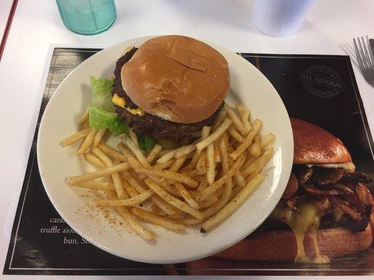 Double burger and fries