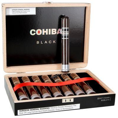 Cohiba Black is drafted from a jet-black Connecticut Broadleaf Maduro wrapper and an intricate recipe of Dominican and Mexican tobaccos. Med