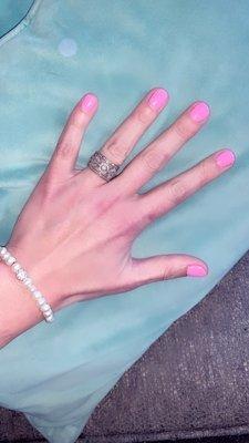 Pink gel manicure