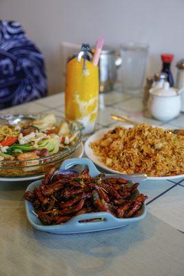 House Special Chow Mein, House Special Fried Rice, and Duck Tongue - IG: @nelson_eats