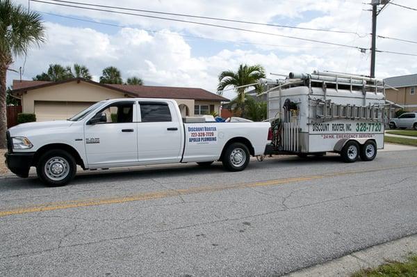 We carry a lot of parts and tools in the trailer and truck so we can usually fix the problem in one stop.