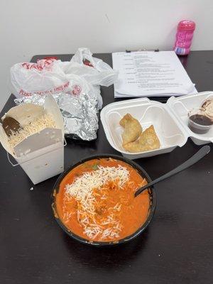 Butter Chicken, Samosas, & Jasmine rice