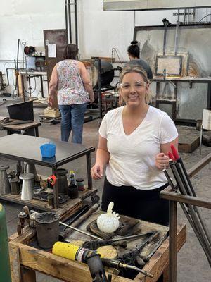 Creating our own pumpkins for the holidays at Slow Burn Glass with excellent instruction. Many thanks to the entire crew!