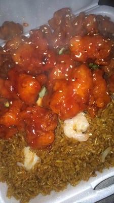 Sesame chicken shrimp fried rice combo