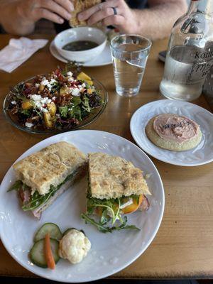 Peach, Brie, and Ham Sandwich and Strawberry Walnut salad