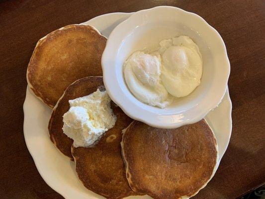 2x4 - 2 (poached) eggs x 4 buttermilk pancakes