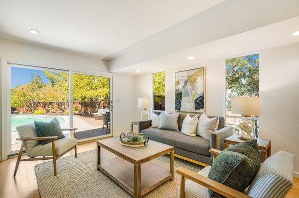 From the kitchen, to the family room, to the pool. Life is good with this listing!