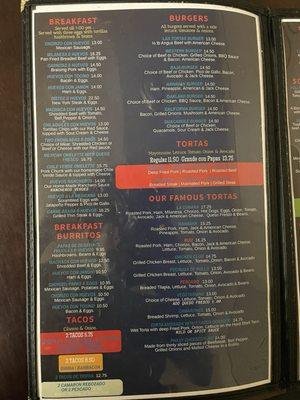 Updated Menu