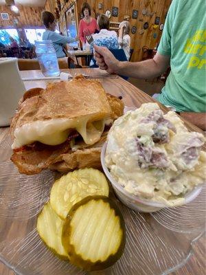 Turkey bacon melt with side of potato salad