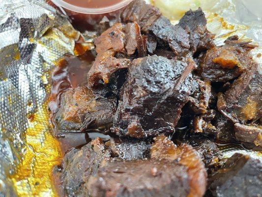 Burnt ends are supposed to be soft, pillowy, hunks of meat candy. These were not unfortunately.