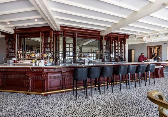 Restoring an original wood bar built in 1800s at Hotel del Coronado.