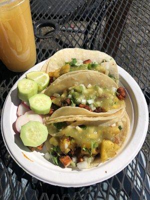 El Pastor, Adobada and Chicken Pineapple Taco.