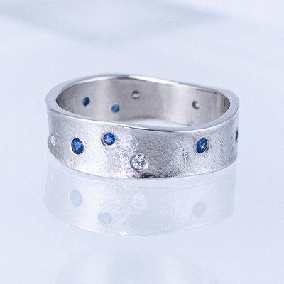 Platinum Desert Band with Sapphires and Diamonds