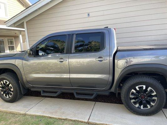 2022 Nissan Frontier ProX with leveling kit.