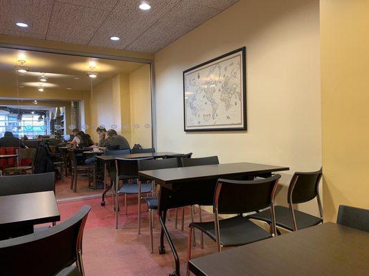 Quiet study area in back of cafe