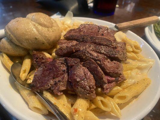 Chipotle steak pasta.